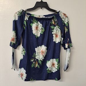 Women's Off Shoulder Blouses 3/4 Sleeve Floral Print Tops Size‎ S